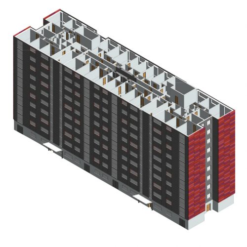 This is a Revit model that I created from scratch based on several 2d floorplans in AutoCAD.